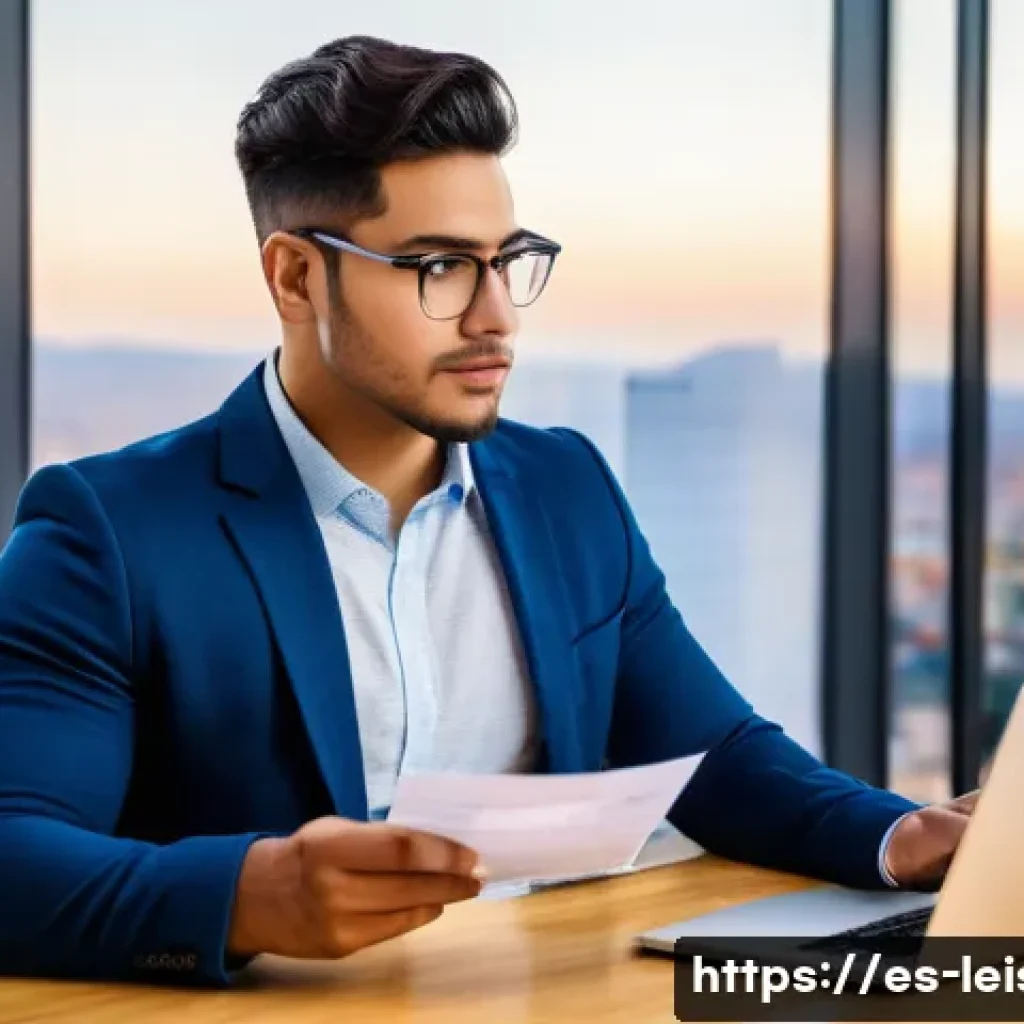 레저산업기사 자격증 취득 후 연봉 협상 - A professional young Hispanic man confidently negotiating his salary in a modern office setting, dre...