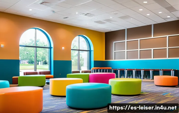 레저산업기사 취득 후 창업 노하우 - A vibrant leisure center interior designed for family-friendly entertainment, featuring safe and cle...